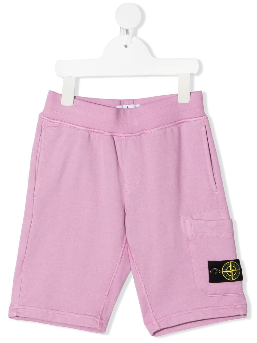 Stone Island Junior Kids' Logo-patch Cotton Shorts In Pink