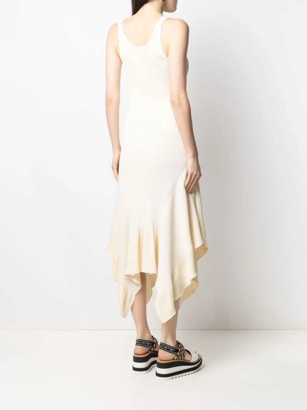 Stella McCartney Asymmetrische jurk met ribdetail Beige