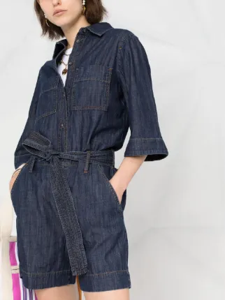 belted-waist denim playsuit展示图