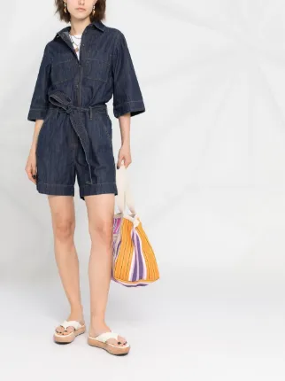 belted-waist denim playsuit展示图