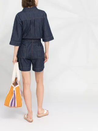 belted-waist denim playsuit展示图