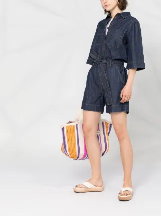 belted-waist denim playsuit展示图