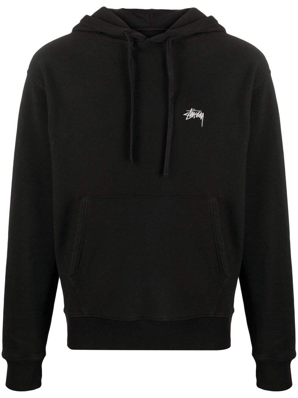 STUSSY LOGO EMBROIDERED COTTON HOODIE