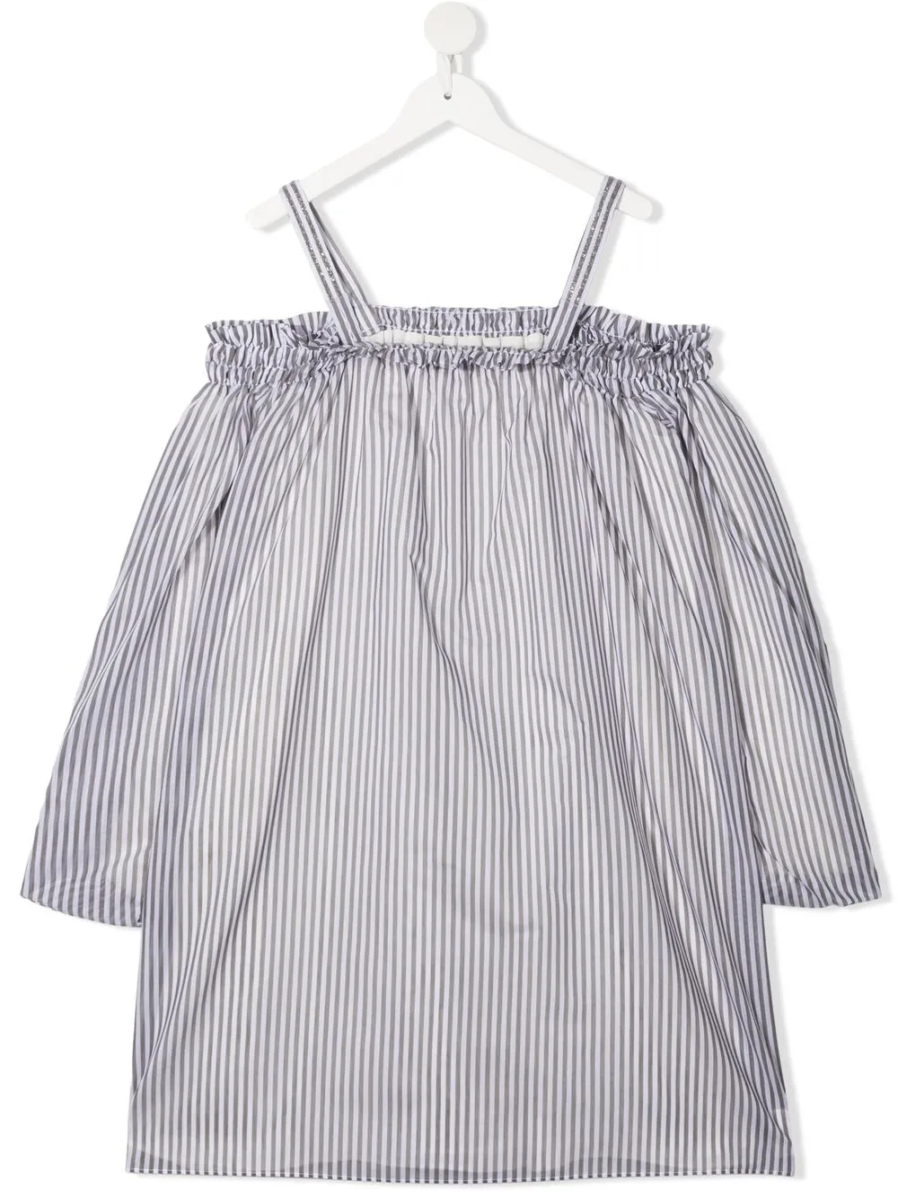 фото Brunello cucinelli kids платье в полоску с открытыми плечами