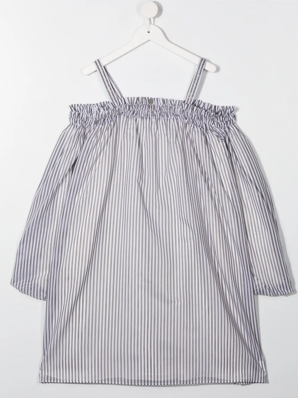 фото Brunello cucinelli kids платье в полоску с открытыми плечами