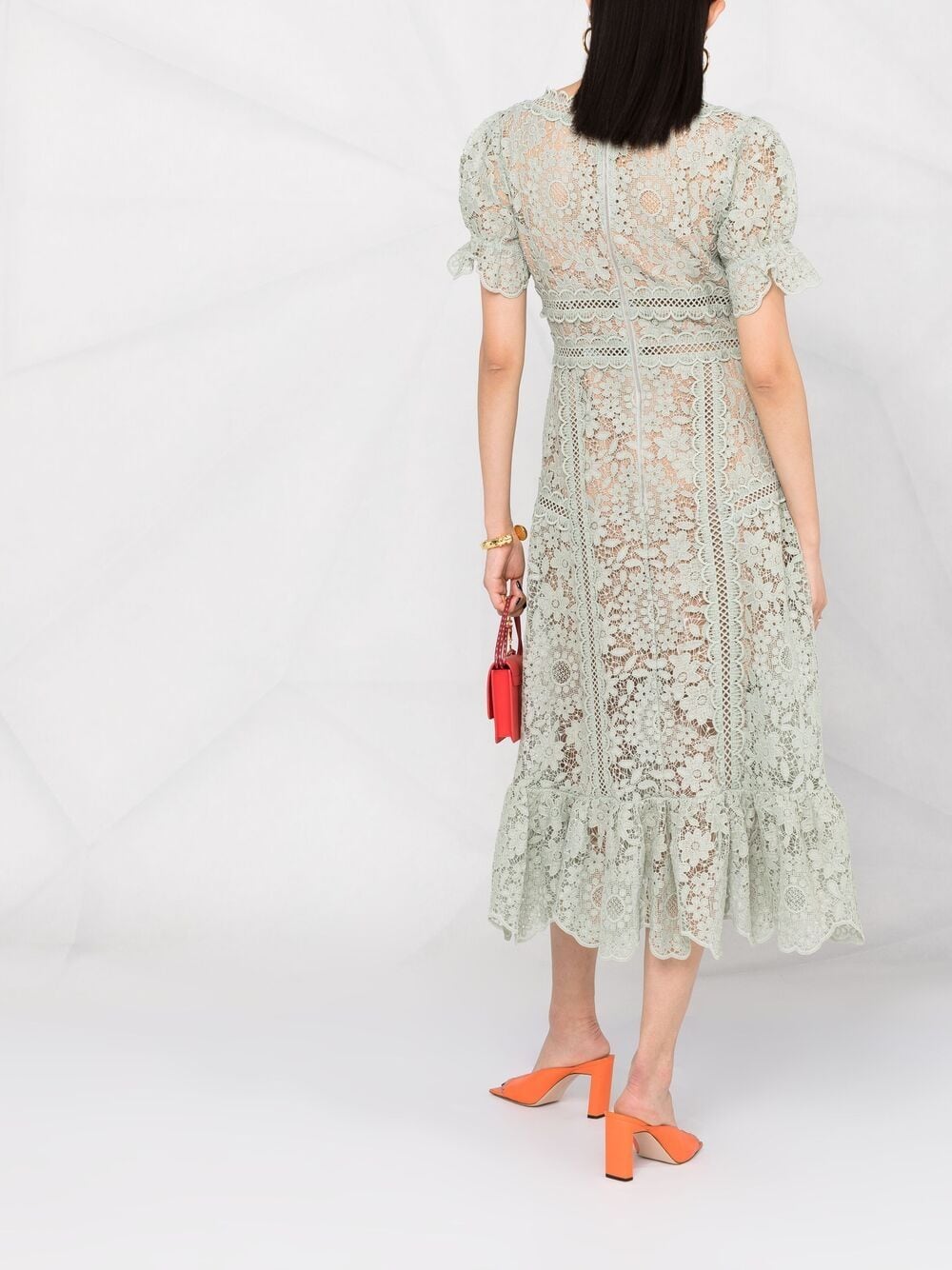 Shop Self-Portrait guipure-lace midi dress with Express Delivery - FARFETCH