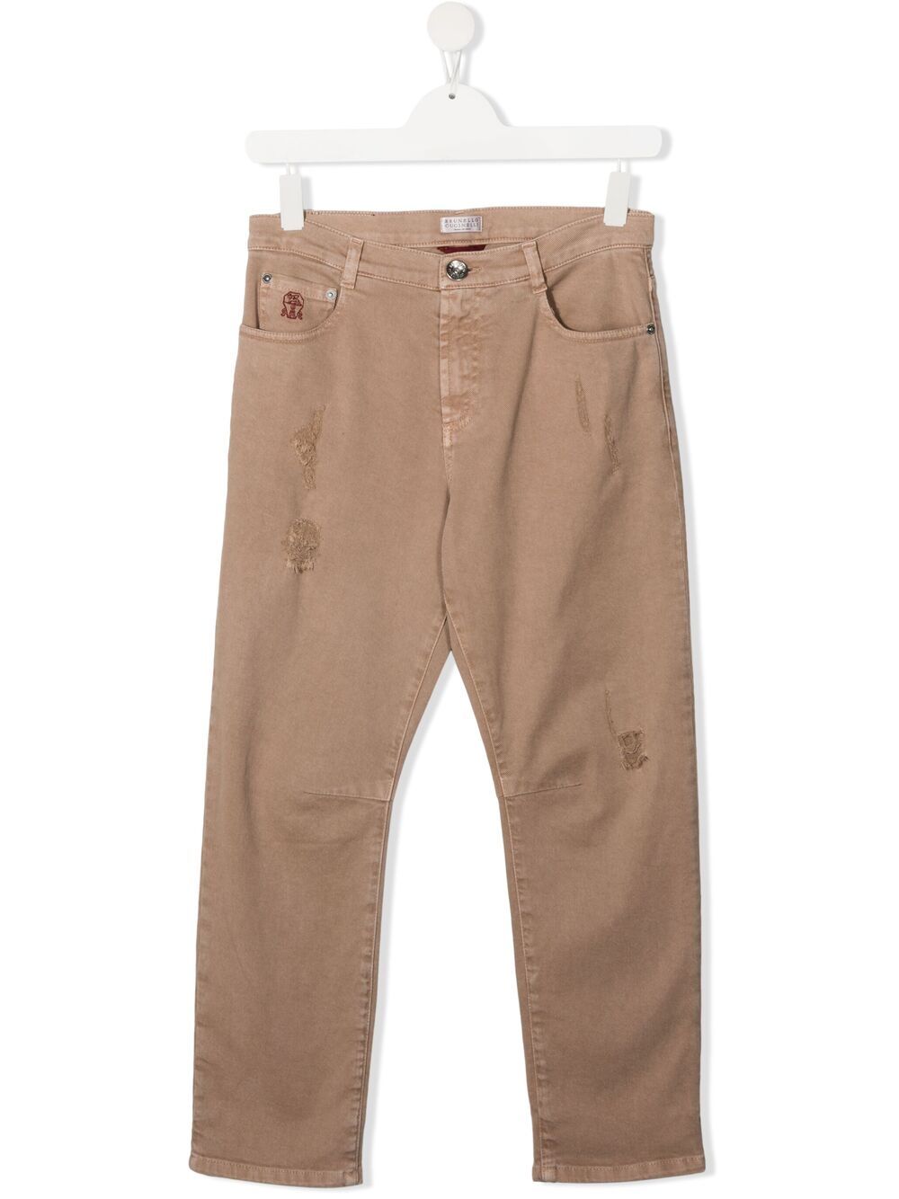 Brunello Cucinelli Teen Distressed High-waisted Jeans In Neutrals