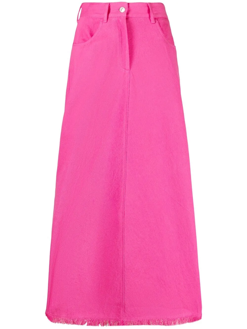 Msgm Flared Denim Skirt In Pink