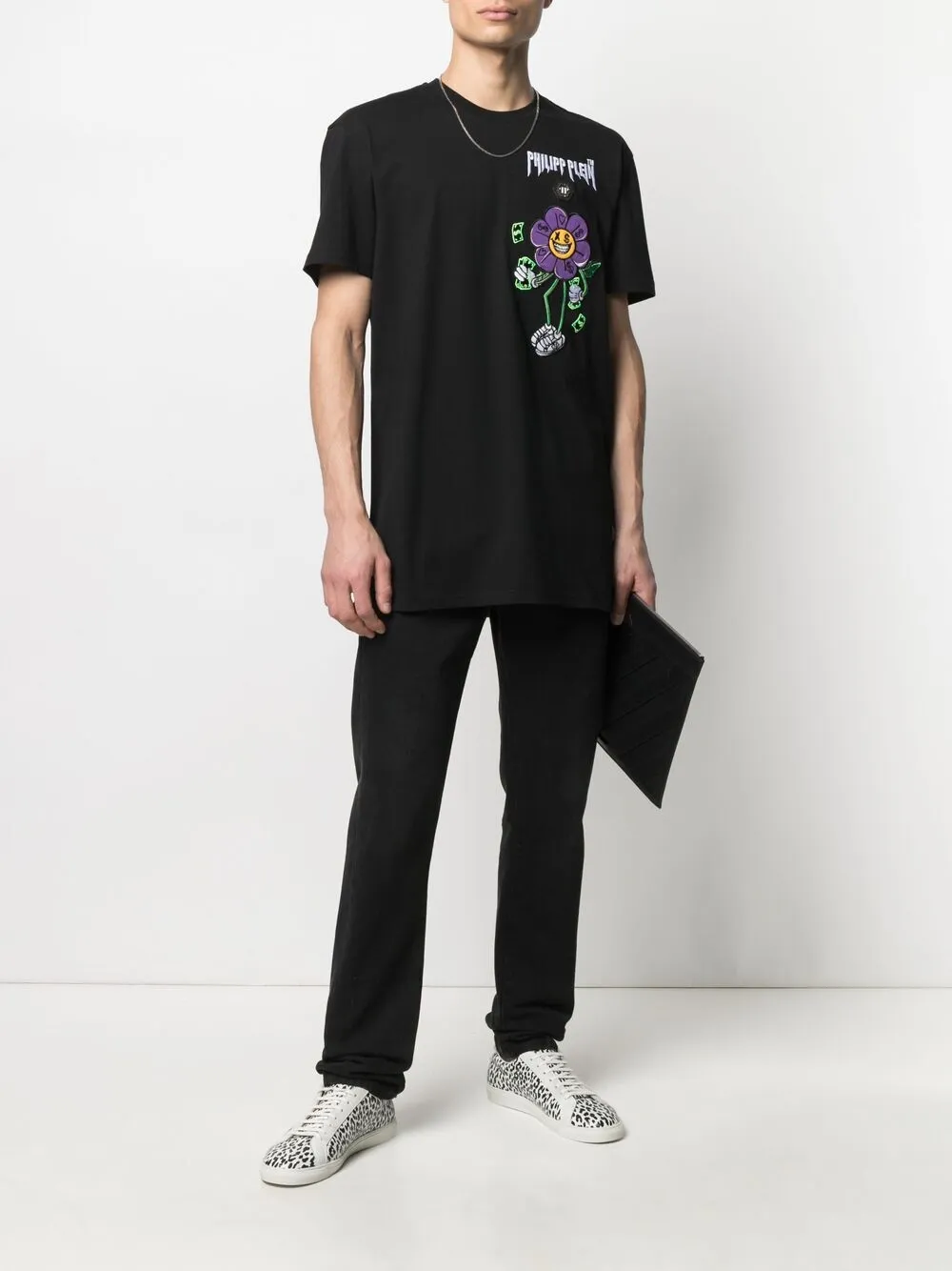 фото Philipp plein футболка с вышивкой flowers