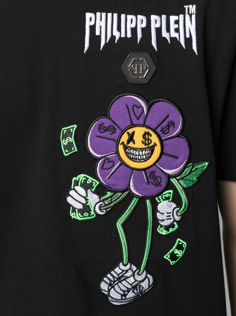 фото Philipp plein футболка с вышивкой flowers