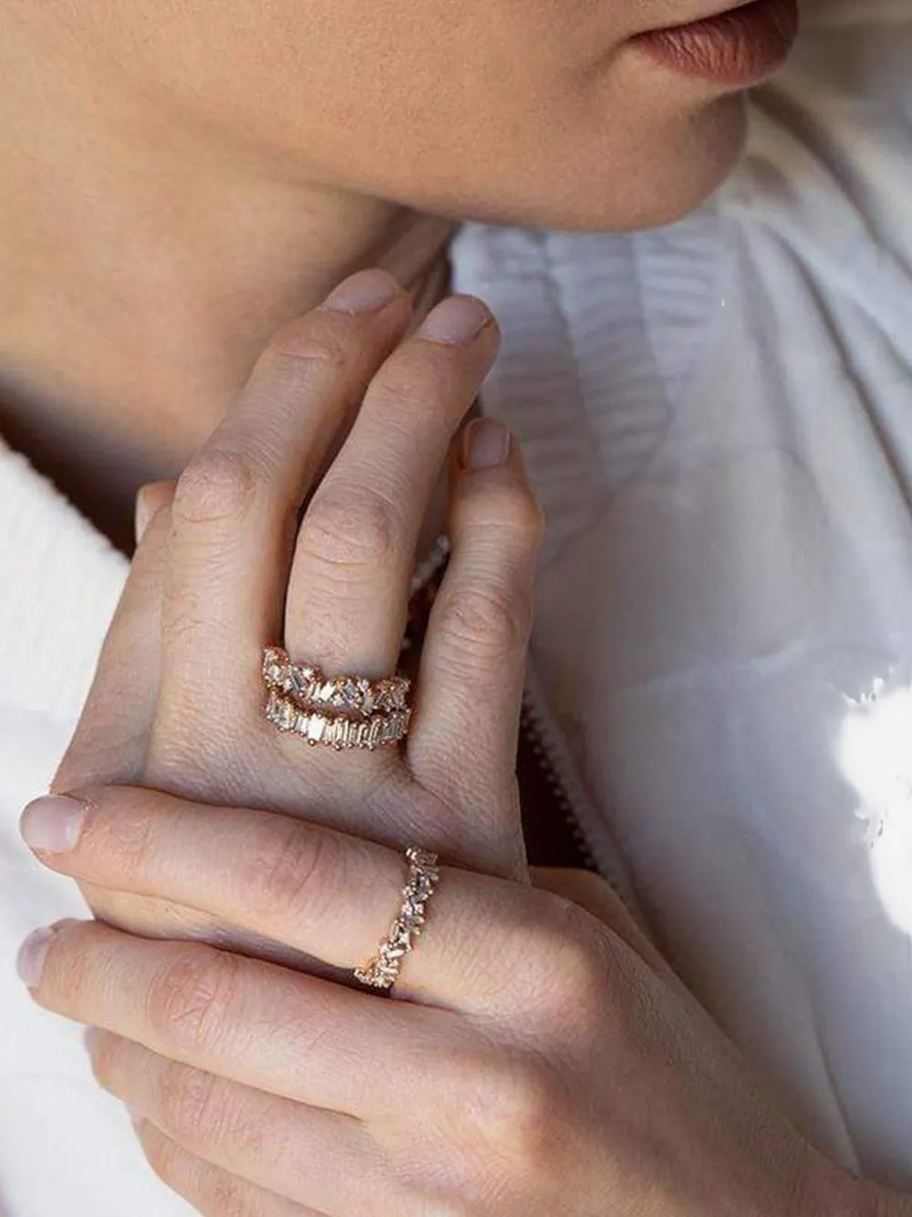 Suzanne Kalan 18K rose gold Bold diamonds ring - Rosa