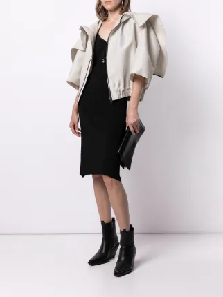 voluminous drape-detail cropped jacket展示图