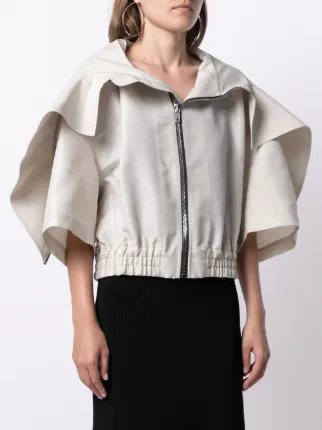 voluminous drape-detail cropped jacket展示图