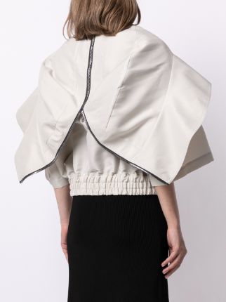 voluminous drape-detail cropped jacket展示图