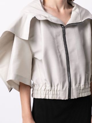 voluminous drape-detail cropped jacket展示图