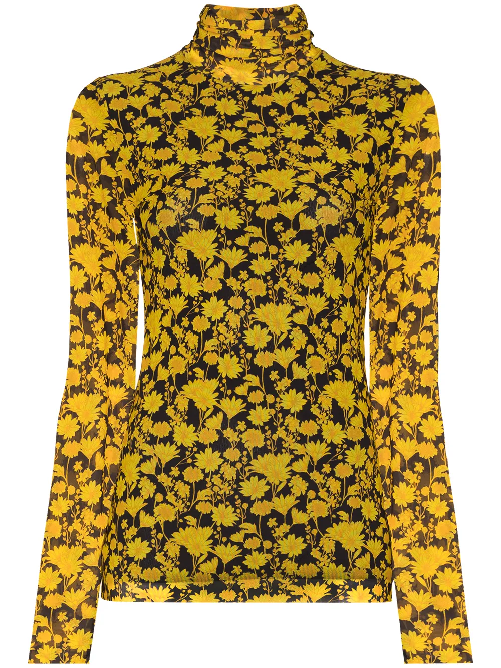 Image 1 of GANNI semi-sheer floral-print T-shirt