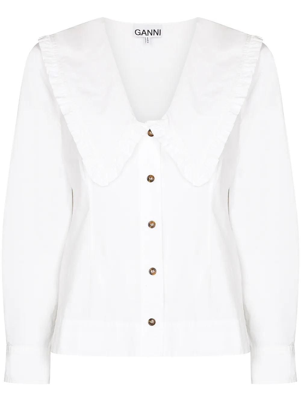 Image 1 of GANNI frilled Peter Pan collar blouse