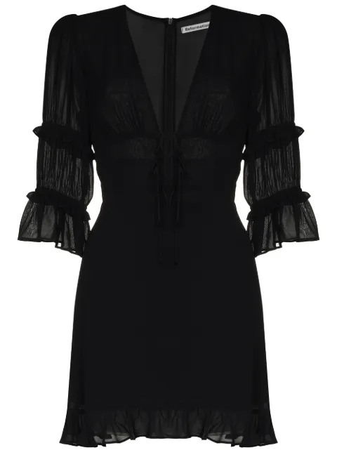 Reformation REF LAURELEI DEEP V 3/4 SLV RFFL FRNT TI