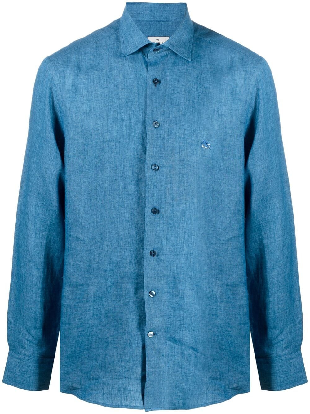 

ETRO Pegaso-embroidered linen shirt - Blue