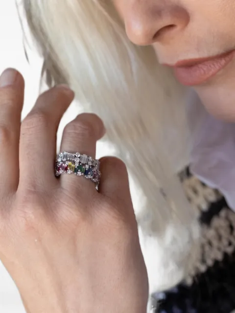 Suzanne Kalan Alaia rainbow embellished ring