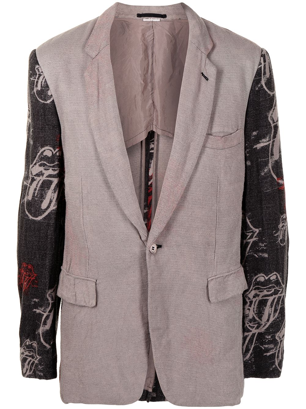 Pre-owned Comme Des Garçons Tongue-print Relaxed-fit Blazer In Black