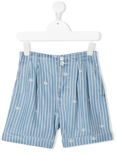 Gucci Kids pinstriped logo denim shorts