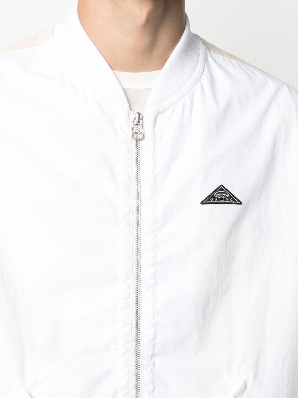 Shop Oamc Mushroom Triangle Patch Jacket In White
