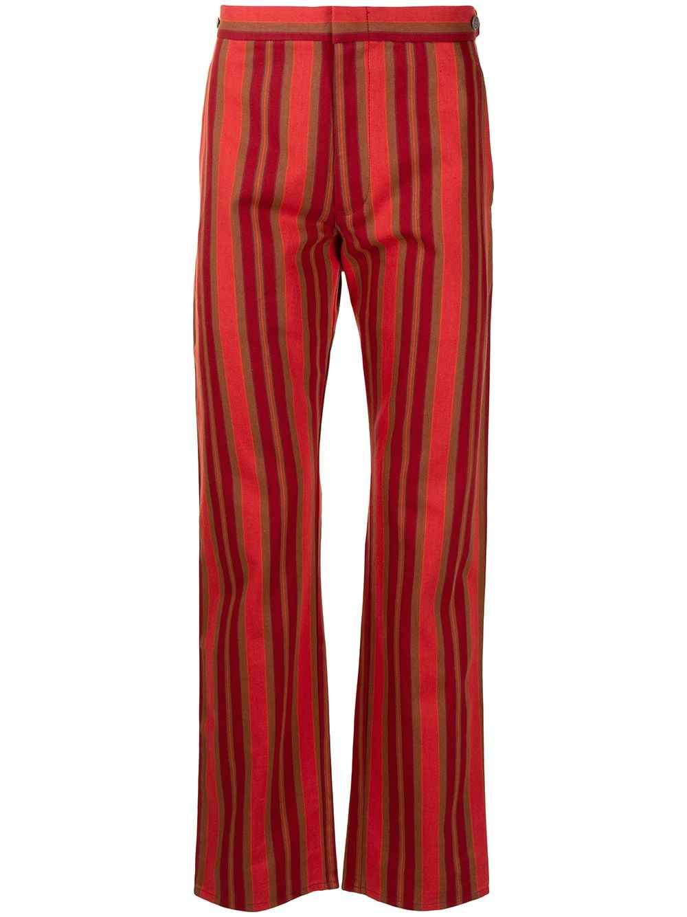 Pre-owned Comme Des Garçons Straight-leg Striped Trousers In Red