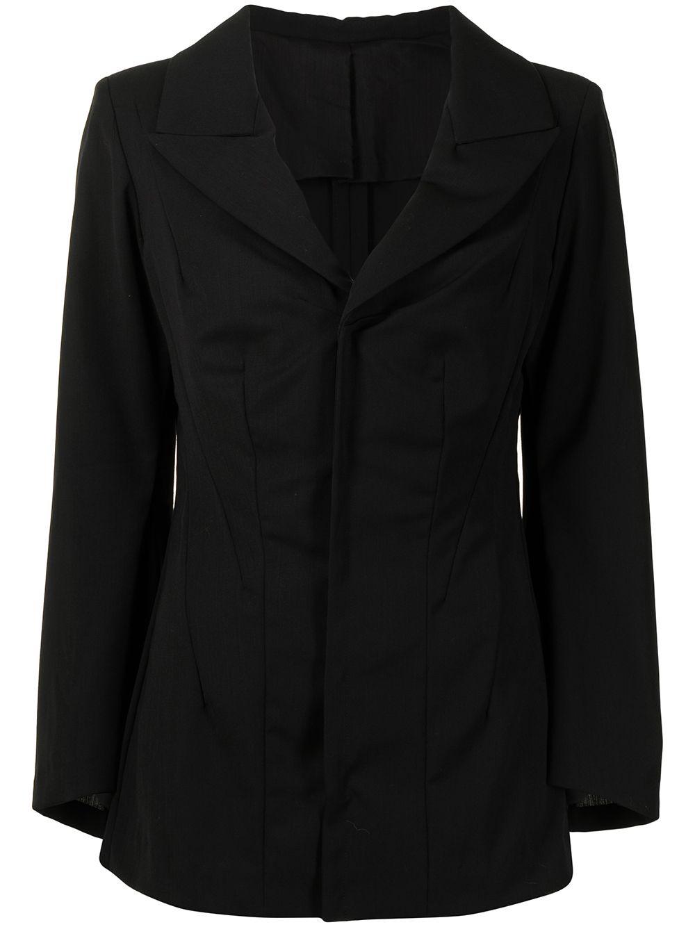 Pre-owned Yohji Yamamoto Peak Lapels Single-breasted Blazer In Black