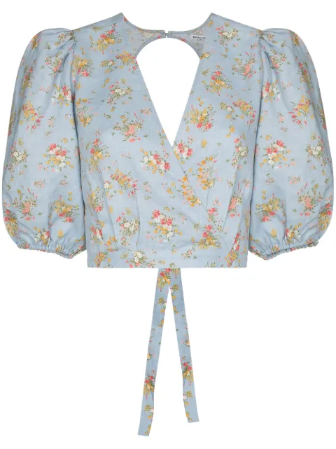Reformation Blusa com transpasse e estampa floral
