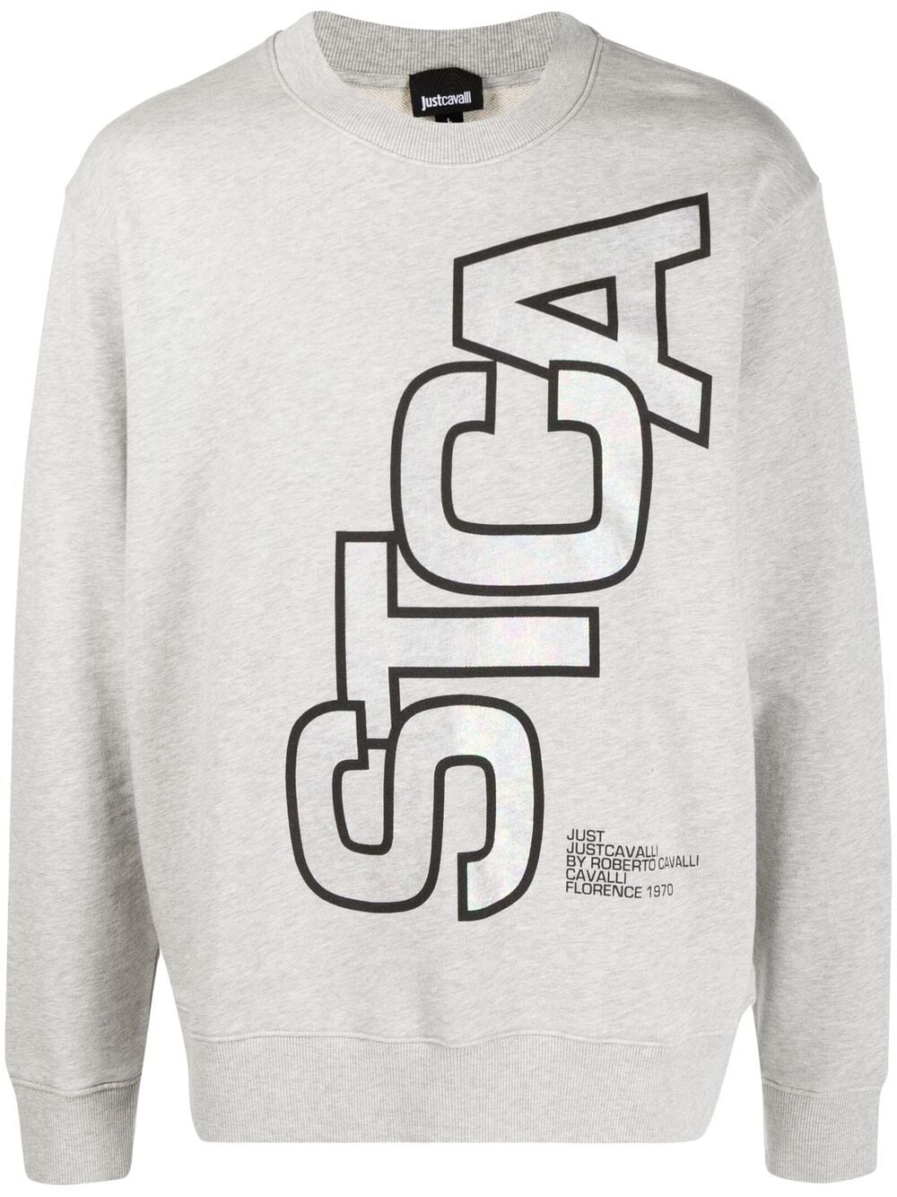 Just Cavalli Logo-print Cotton Sweatshirt In Grey
