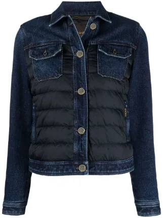 Shop Moorer quilted denim jacket with 