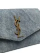 Saint Laurent YSL logo denim shoulder bag