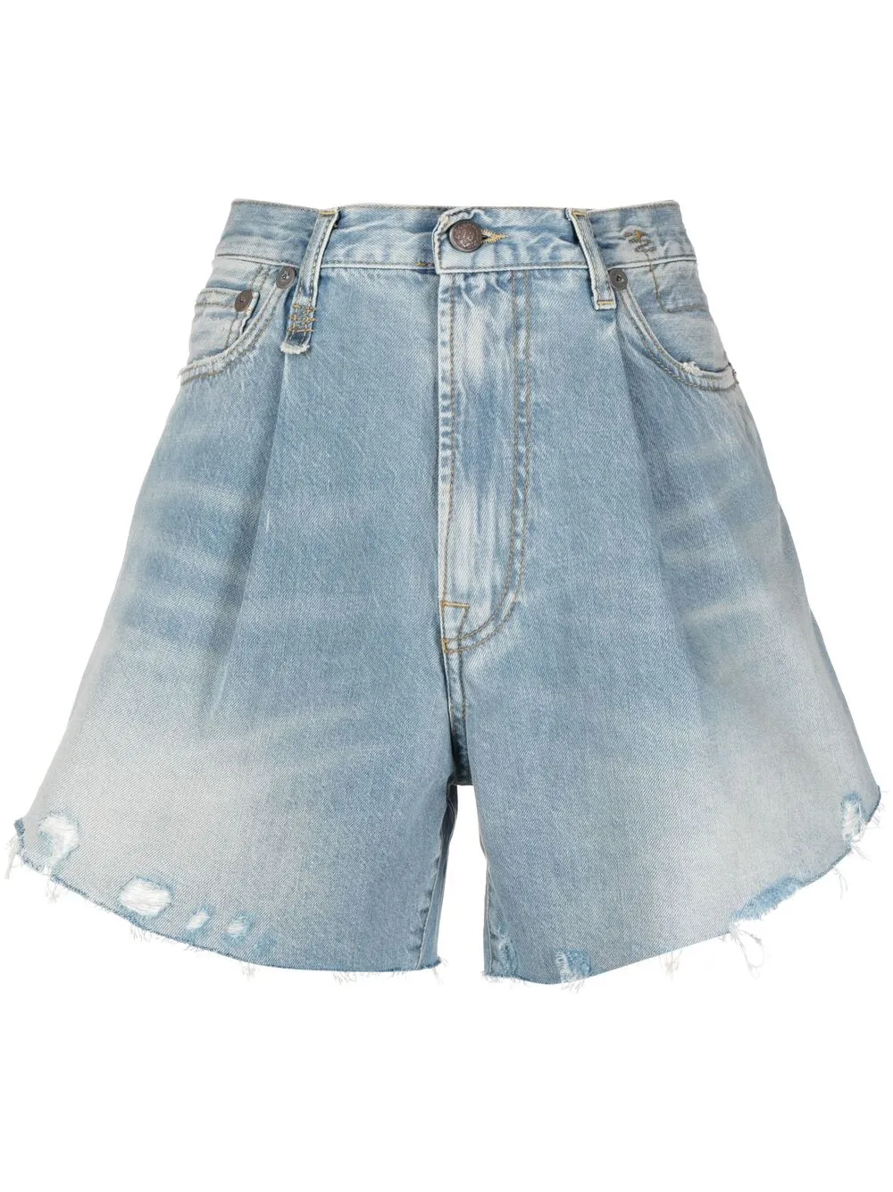 R13 HIGH-RISE RAW-CUT DENIM SHORTS