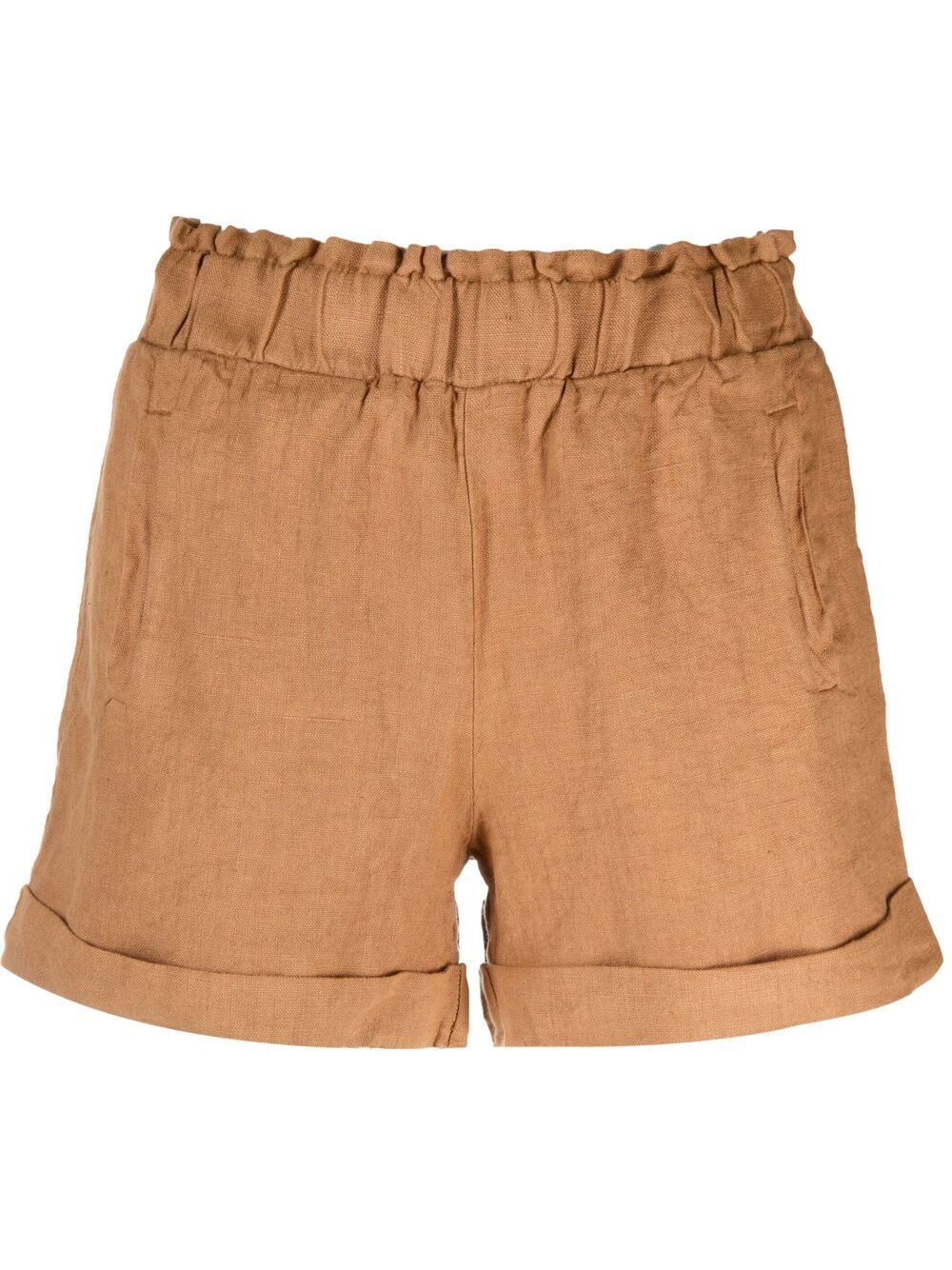 Alessia Santi Mid-rise Linen Shorts In Brown