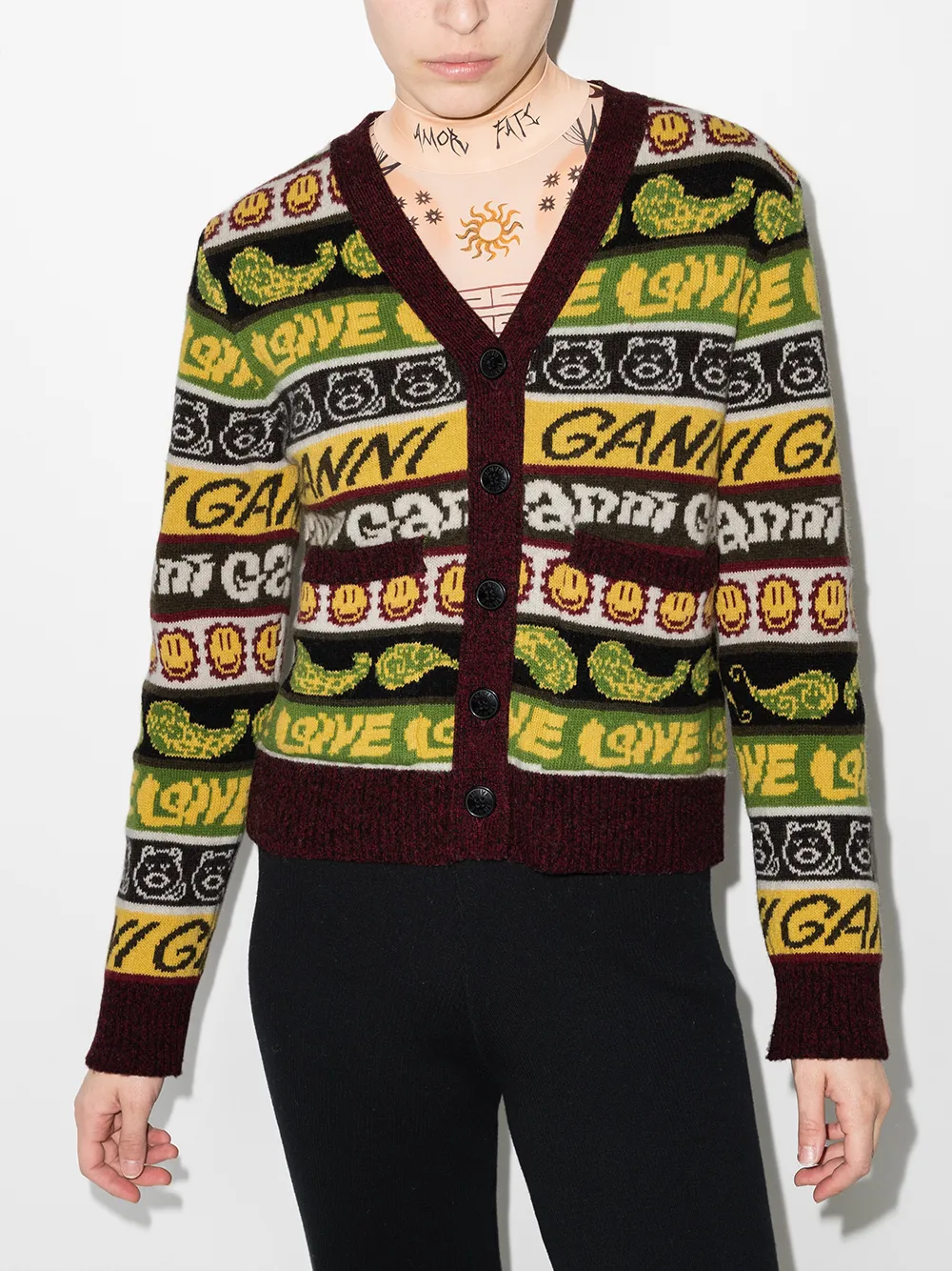 Image 2 of GANNI smiley knitted cardigan
