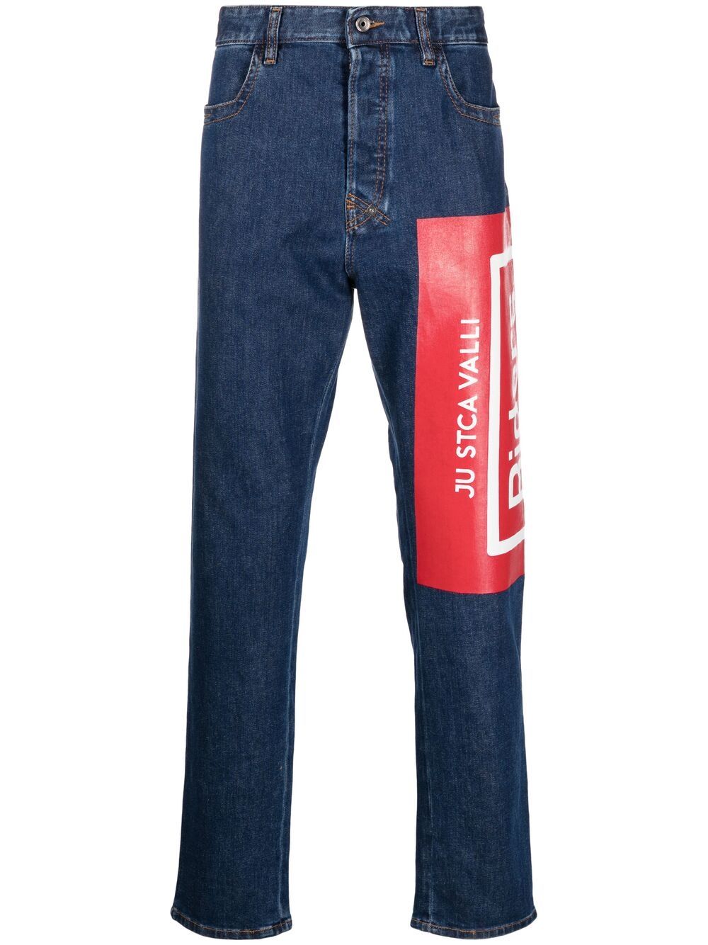 Just Cavalli Logo Patch Straight-leg Jeans In Blue