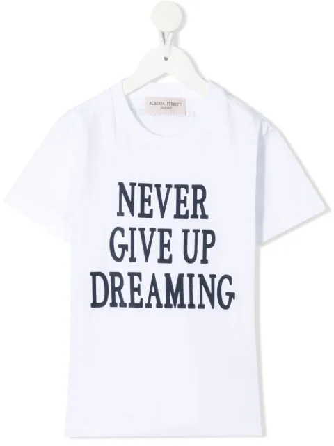 Alberta Ferretti Kids Camiseta de algodão com estampa de slogan