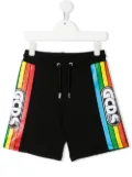 Gcds Kids logo-tape cotton shorts - Black