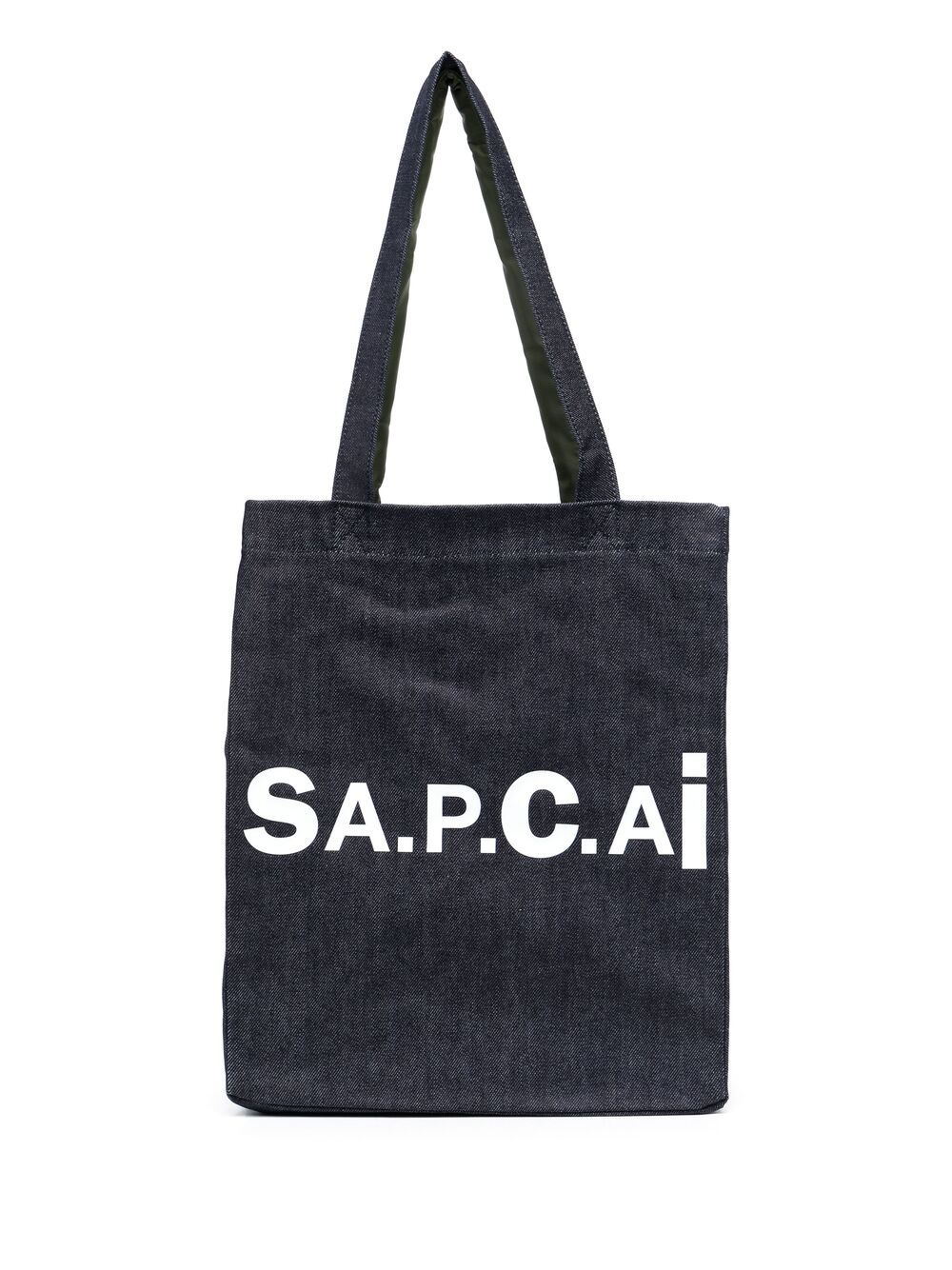 Apc X Sacai Logo-print Denim Tote In Blue