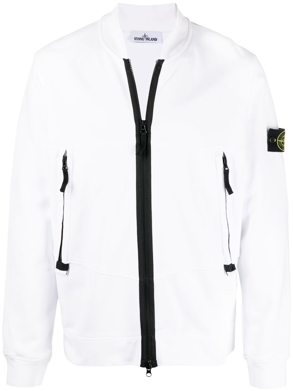 Stone Island Logo-patch Sweat Jacket In White