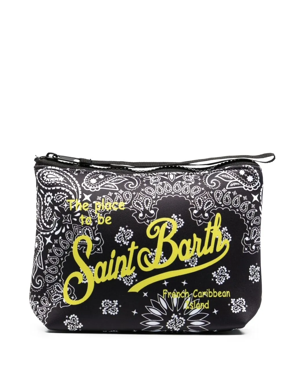 Mc2 Saint Barth Aline Logo-print Paisley Pouch In Black