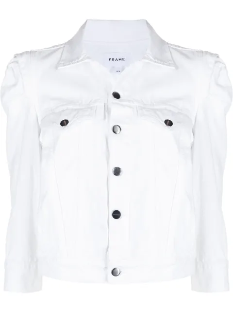 FRAME Rosette puff-sleeves denim jacket 