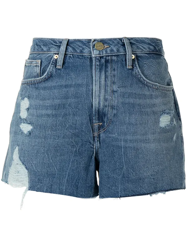 FRAME Le Brigette raw-edge denim shorts 