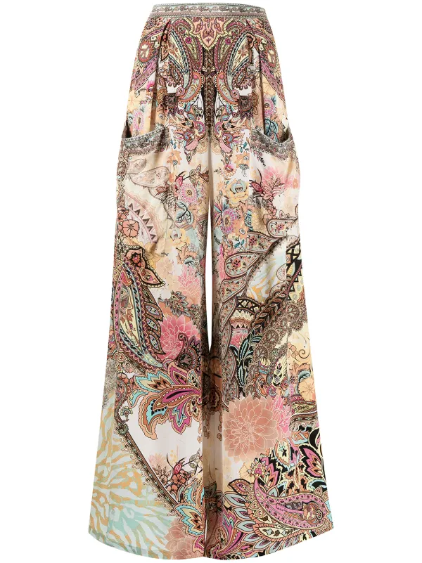 Camilla paisley-print Wide Leg Silk 