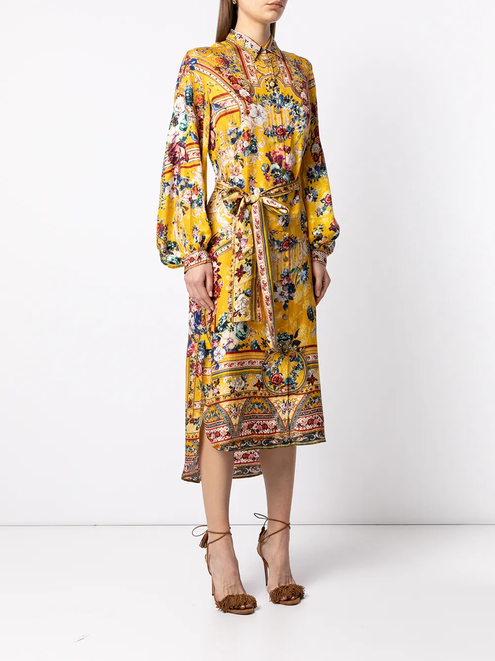 Camilla Floral Midi Silk Shirt Dress - Farfetch