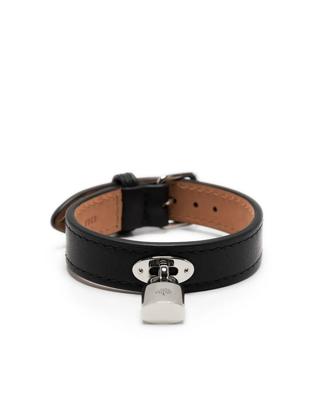 Mulberry Padlock Leather Bracelet In Black Modesens