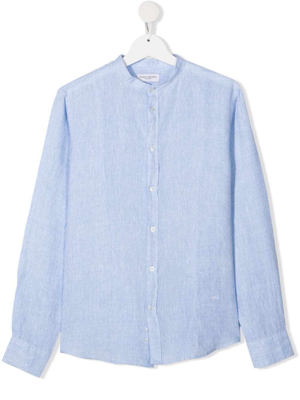 Shop Paolo Pecora Band-collar Shirt In Blue