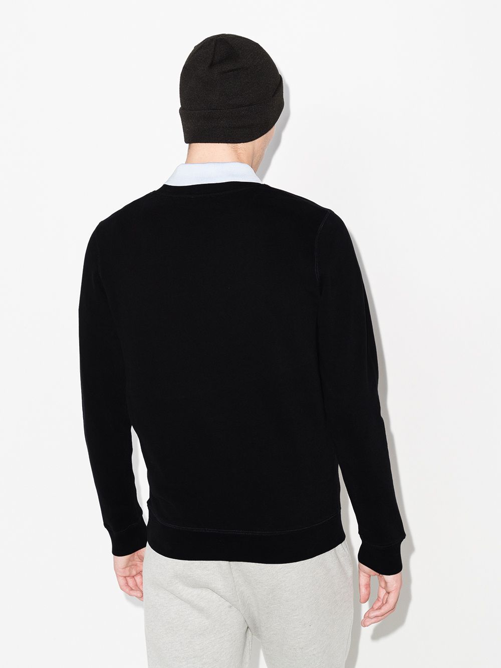 Shop Sunspel Crew-neck Long-sleeve Sweatshirt In Black