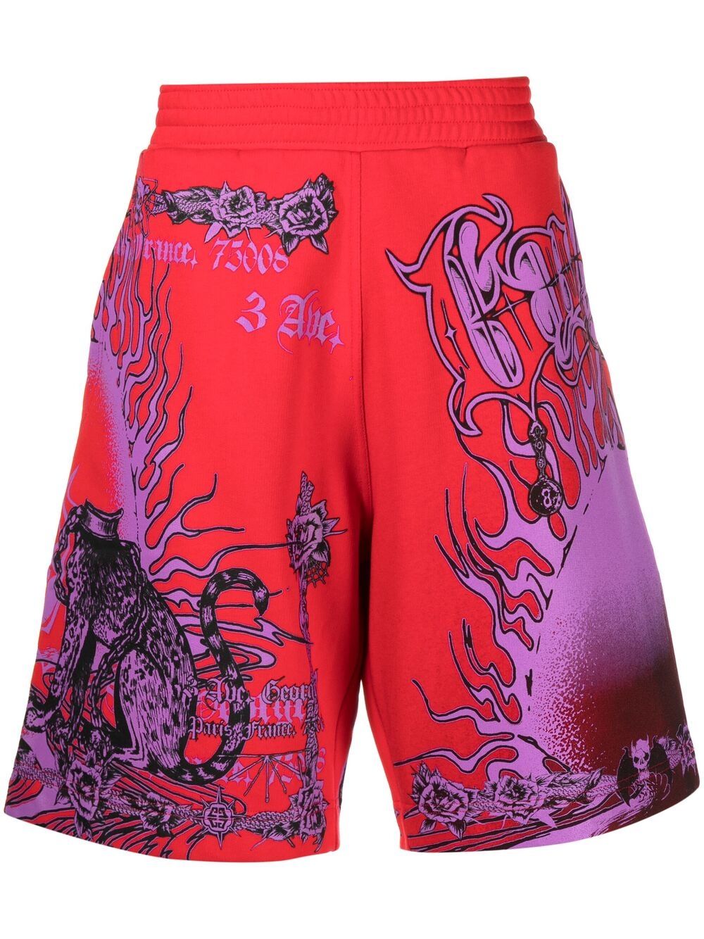 Givenchy Graphic-print Track Shorts In Rot